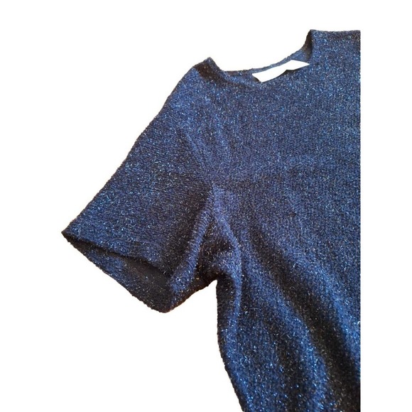 Vintage 90s Black Metallic Fuzzy Knit Sweater Shirt Women 18W/20W - Picture 2 of 9